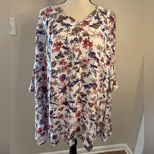 Umgee boho floral lace lagenlook top SZ M